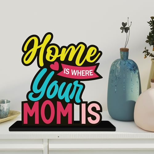 Image of Artvibes Home is Where Your Mom is Quotes Table Decor for Office Desk | Home Decoration Items | Living Room | Modern Art Wooden Showpiece Decorative Gift item (SP 1191)