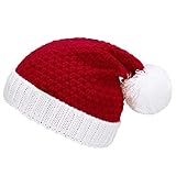 Zando Unisex Santa Hat Adult Christmas Beanie with Pom Christmas Hats for Women Men Party Winter Holiday Red One Size
