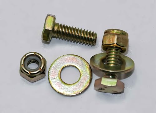 Image of 1 /4 inch x 3 /4 inch Hex Head Bolt by Color Galvanization with Nylon Lock nut and Large Size Washer Assortment Kit,Alloy Steel,Grade 5.(10pcs Pack),by Metalsuberg