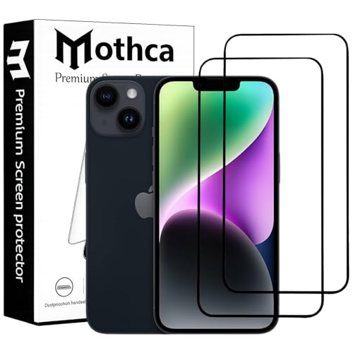 Image of Mothca Military-Grade Tempered Glass Screen Protector Compatible for iPhone 16e / iPhone 13 / iPhone 14 / iPhone 13 Pro with Edge to Edge Coverage - Case Friendly with Installation Kit (Pack of 2)