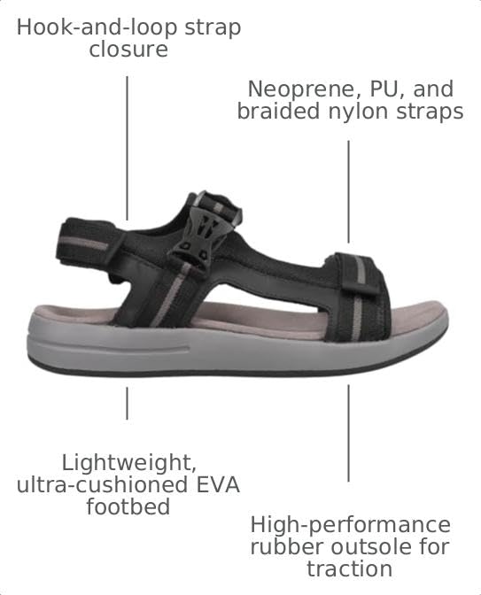 Image of Propet Mens Eli Strap River Casual Sandals Casual - Black