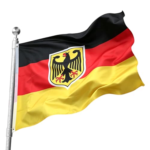 Deutschland Flagge mit Adler Deutschland Fahne 90x150cm Wetterbeständige Fahne mit 2 Messingösen Deutscher Unterstützer Flaggen Doppelt Genäht für Sport und Feierlichkeiten