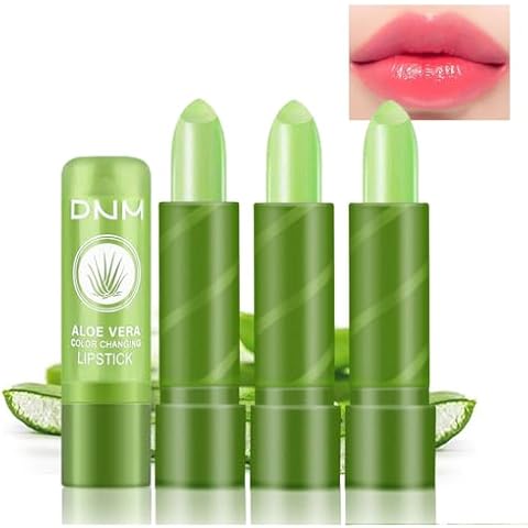 BINGBRUSH Color Changing Lipstick Queen,Long Lasting Lip Care Nutritious Lip Balm Moisturizer Magic PH Temperature Change Lip Gloss Makeup Set for Women (Aloe Vera, 3 Count (Pack of 1)) Cover