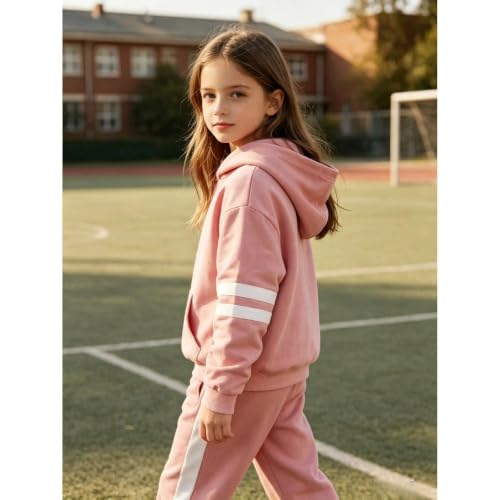 Image of Girls Sweatsuit Set Cute Hooded Sweatshirt & Jogger Pants with Pocket Casual Outfuts Set