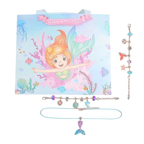 Pulsera de sirena, caja de pulsera de sirena, kits para hacer cuentas de sirena y pulseras de abalorios, pulseras de perlas de sirena para cumpleaños, Pascua, Navidad