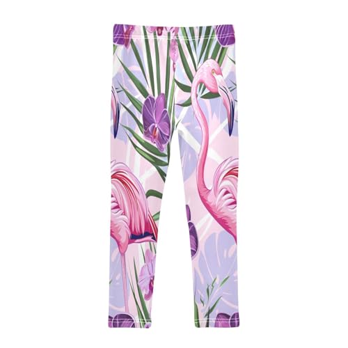 Toddler Girls Leggings Printed Yoga Pants Leggings Purple Flower Flamingo for Kids2