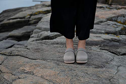 Sandgrens Swedish Low Heel Wooden Clog Mules For Women, Us 7-7.5 | Tokyo Stone, Eu 38 #TOP4