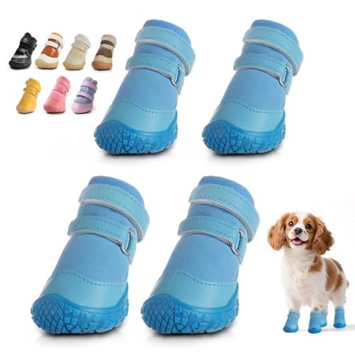 Dog Shoes for Small Dogs, Breathable Dog Boots Paw Protector for Hot Pavement Winter Snow, Dog Booties with Rugged Anti-Slip Sole for Hardwood Floors Outdoor Walking Light Blue Size 3
