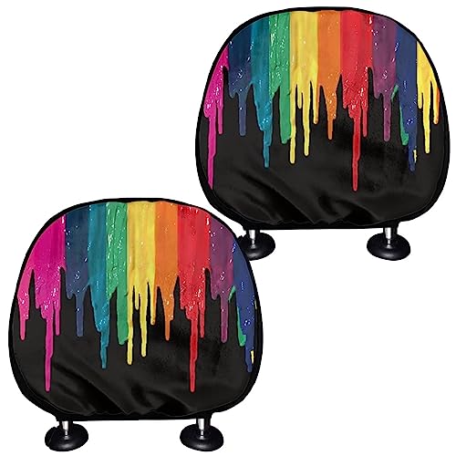 Forchrinse Colorful Splatter Tie Dye Car Headrest Cover Protector Set of 2 - Soft Head Rest Cover Protector for Car Seat