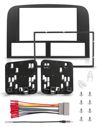 NuIth Double Din Radio Dash Kit w/Radio Wire for 2002-2004 Jeep Grand Cherokee, Double DIN Aftermarket Stereo Navigation Installation Kit, 2 Din Radio Bezel for Grand Cherokee (Dash Kit+Radio Wire)