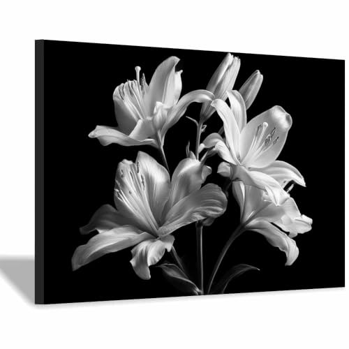 Whites Lilys Floral Art poster noir et blanc pour purifier l'atmosphère de la maison