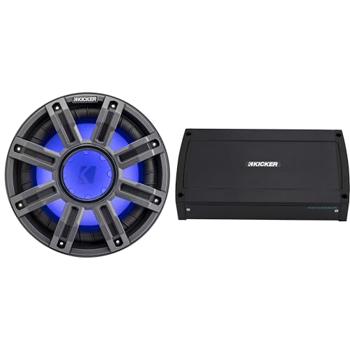Kicker 51MWE104 - MWE 10-Inch Premium Marine Subwoofer (Enclosure) 4-ohm & 48KXMA9005 Marine Amp Bundle