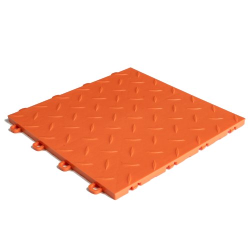 Orange Diamond Top Interlocking Garage Flooring Tiles, 27 Pack