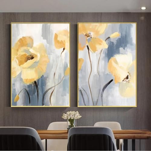 Tableau moderne de fleurs pour bureau et salle à manger | Toile abstraite nordique KEBIA