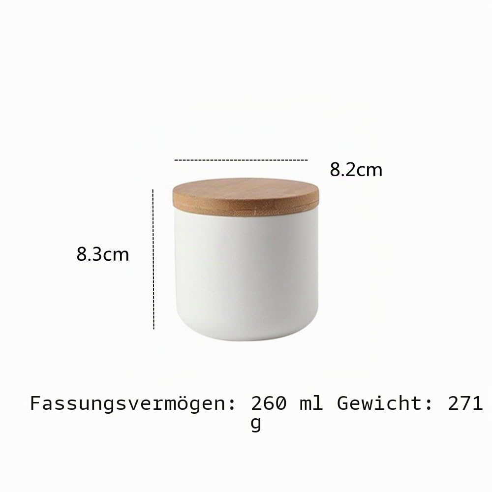 3er Set Vorratsdosen Keramik mit Bambusdeckel Vorratsdose Kaffeedose Teedose - Keramik Aufbewahrungsdosen für Tee Kaffee Bohne Zucker Gewürz Nüsse Korn (260ml,800ml,1000ml)