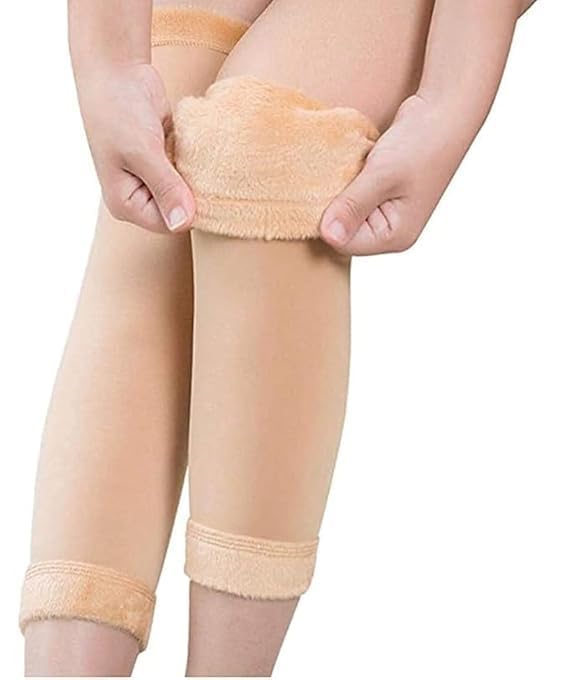 BERRIX - "BEYOND FASHION" Knee Warmers for Men & Women | Winter Thermal Knee Cap Cover Sleeve | Soft Fur-Lined Stretchable Knee Support for Cold Weather | Skin Color | 1 Pair-image-0