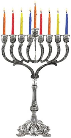 Judaica Hanukkah Menorah Hanukkia Silver Plated, Oil Or Candles. 11.5"