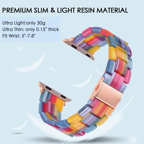 Image of CRIS-BAND Resin Bands Compatible with Apple Watch Series 11 /10 /9 /8 /7 Bands 46mm 45mm 44mm 42mm 41mm 40mm for Women, Strap for iWatch Ultra 3 /2 49mm Series 6 /5 /4 /3 /2 /1 /SE3 Slim Bracelet Wristband