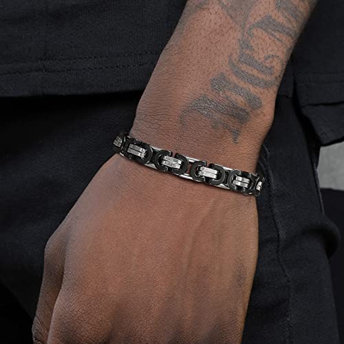 MPRAINBOW Flat Byzantine Bracelet Necklace Sets - Punk Cool Link Chain Bracelet & Necklace,316L Stainless Steel 6/8/10/11mm Width 24 inch Length Chain for Men Women,Hip Hop Jewelry2