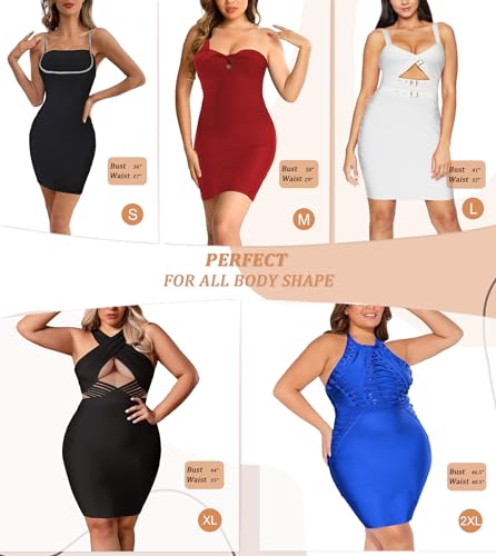 Hybrid & Company Womens Halter Neck Bodycon Dress Cross Strap Sexy Bandage Dress Clubwear4