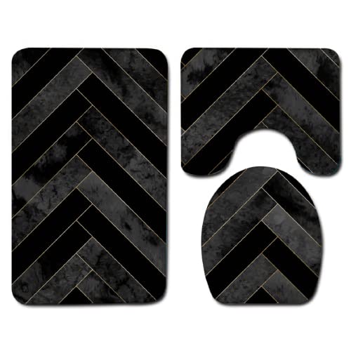 Badematten Set 3 teilig,Toilettenmatte Set,3er Badgarnitur Badezimmer Matte Set Dusch Bade Matte Vorleger Teppich 3D…