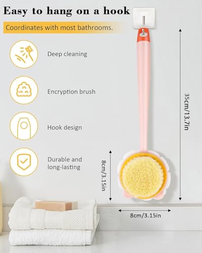 Image of KIMEE 2-in-1 Body Bath Brush with Soft Bristles and Loofah, Long Handle Back Scrubber and Massage Brush for Exfoliating, Deep Cleansing and Smooth Glowing Skin, Shower Accessories for Men and Women