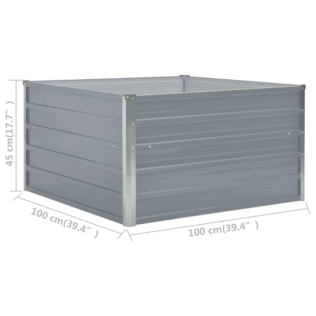 Jardinera de 100 x 100 x 45 cm, acero galvanizado, color gris