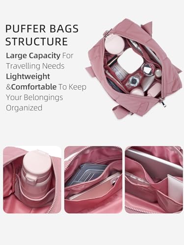 Image of WESTBRONCO Small Puffer Crossbody Bags for Women, Mini Puffy Quilted Gym Bag Lightweight Tote Bag with Zipper Compartments
