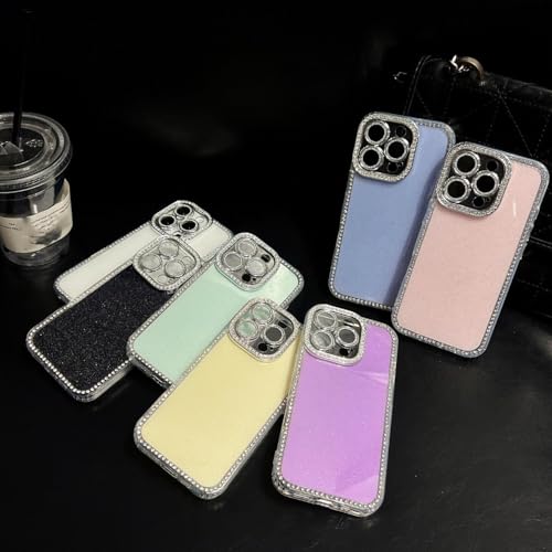 Coque antichoc iPhone 14 violette avec strass brillants et protection luxe