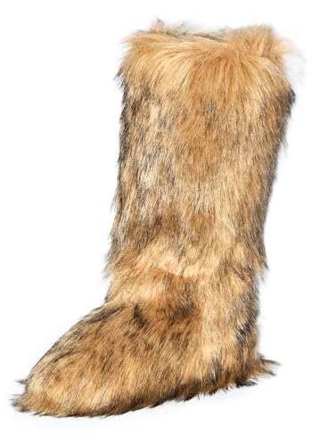 Wild Diva MELANIE-39 Womens Y2K Rave Trendy Fluffy Faux Fur Knee-High Winter Fashion Snow Boots (Brown 7.5 US Footwear Size System Adult Women Numeric Medium 7.5)