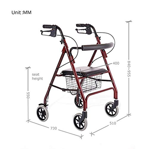 Andador para movilidad limitada plegable con asiento y cesta de almacenaje 7