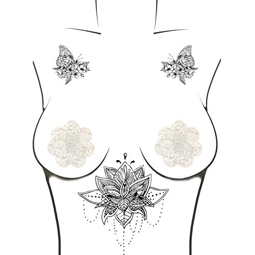 Neva Nude Lace Petal Nipztix Pasties - Nipple Covers for Festivals, Raves, & Lingerie, Medical Grade Adhesive, USA Made4
