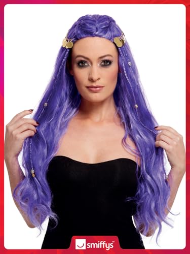 Peluca de adivina morada con monedas de Smiffys para disfraz de Halloween y Carnaval 2