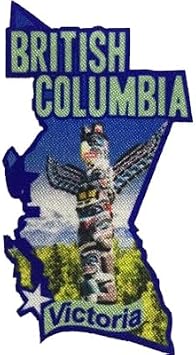 British Columbia Victoria Souvenir Embroidered Patch, 2 inches, Blue