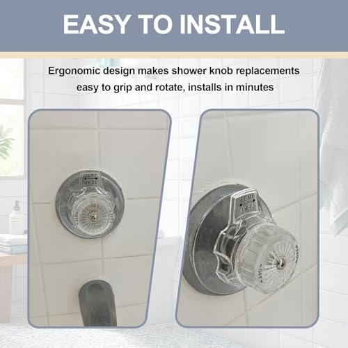 LEDBarz Shower Knob Faucet Temperature and Volume Control Handles Replacement MXT11 for Mixet.Shower Handle with Set Screw and Connector,Clear Acrylic Finish