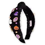 FROG SAC Knot Headband for Girls, Knotted Headbands for Toddler Kids, Rainbow Beaded Unicorn Hair Accessories, Halloween Christmas Stocking Easter Basket Stuffers (Black)