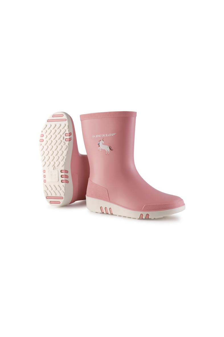 Dunlop Unicorn Kids Mini Wellington Boots Waterproof Rain Boots Wellies Pink