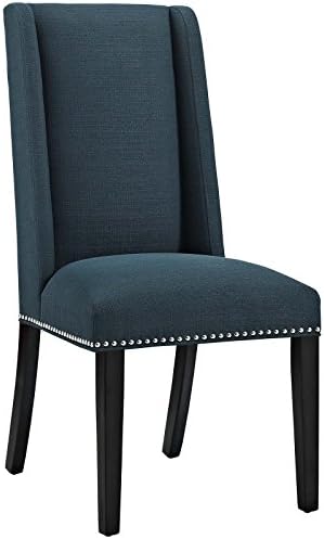 Modway MO- Baron Modern Tall Back Wood Upholstered Fabric, Dining Chair, Azure