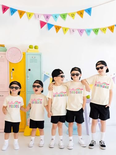 Image of First Day of School Shirt Girls Boys Preschool to 5th Grade Tshirt Kids Back to School Graphic Tee Tops