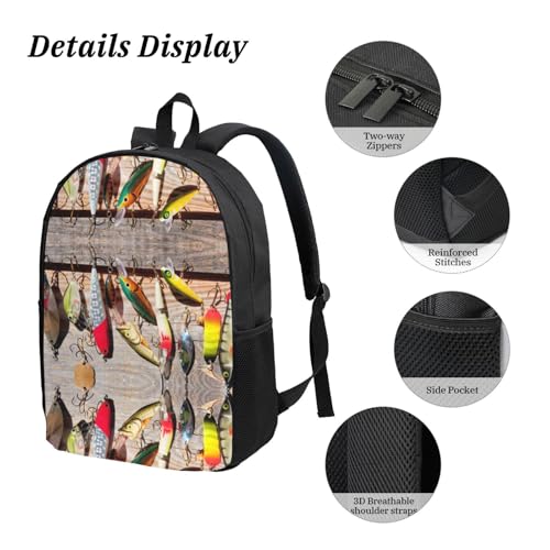 Sac à dos imprimé leurre de pêche ensemble scolaire noir taille unique mixte