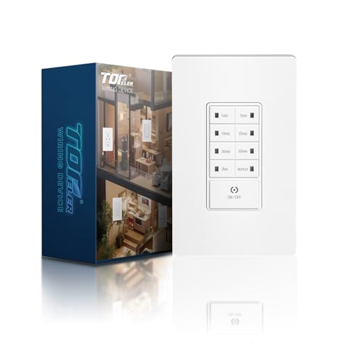 TOPELER Countdown Digital Timer Switch, in-Wall Timer Switch with Daily Repeat Button for Bathroom...
