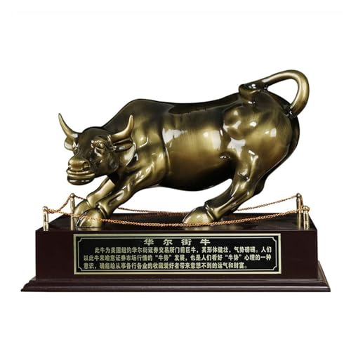 Statue taureau porte-bonheur en or, cadeau idéal pour bureau de prestige