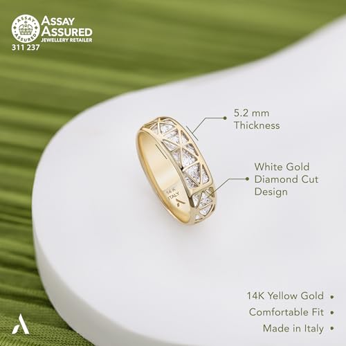 Amberta Italien 14 Karat Statement Ring aud Gold | 14 Karat Goldring | Echt Gold Ring Diamantschliff | Ring Gold 14 Karat Damen – Bild 6