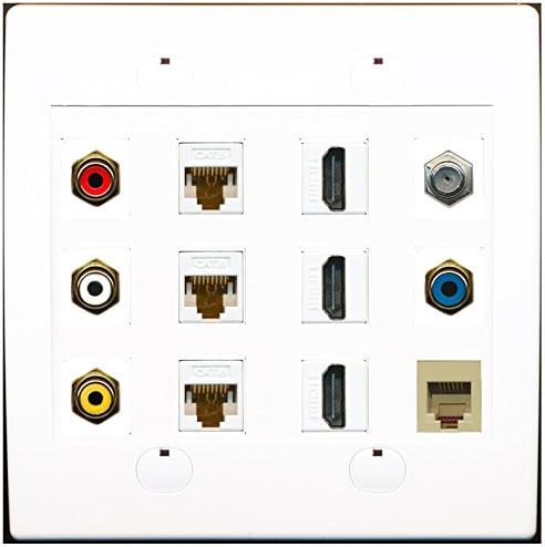 RiteAV 3 RCA Composite 3 Cat6 Ethernet 3 HDMI Coax RCA Phone Wall Plate