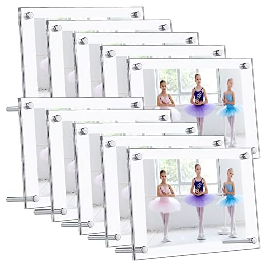 10 Pieces Clear Acrylic Picture Frames Acrylic Photo Frame Desktop Display Double Sided Acrylic Frame Freestanding Floating Frames for Bedroom Living Room Home Office 6 x 4 Inch