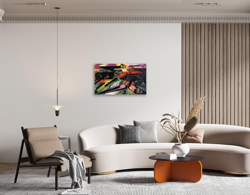 Impression sur toile cubisme Franz Marc The Wolves 50x100cm tableau avec cadre intérieur - 3