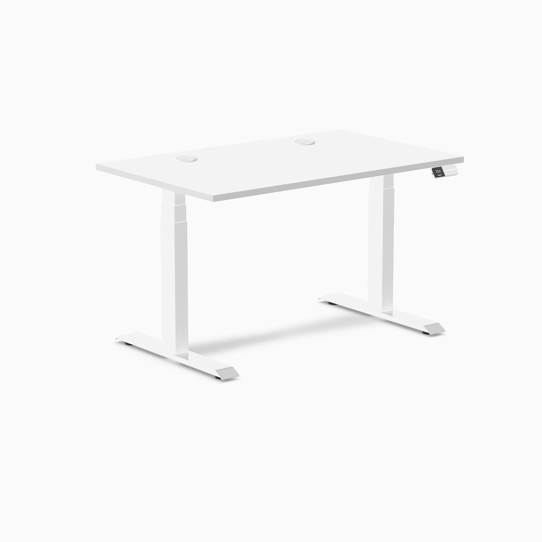 Desky Dual Laminate Sit Stand Desk White 47.2" Grommets White