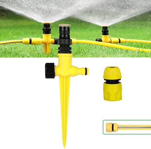 360° Rotating Automatic Irrigation System Garden Lawn Sprinkler Patio, Multifunctional Adjustable Garden Sprinkler Lawn Sprinkler for Outdoor Lawn Garden Yard Lawn Sprinkler (1PCS)