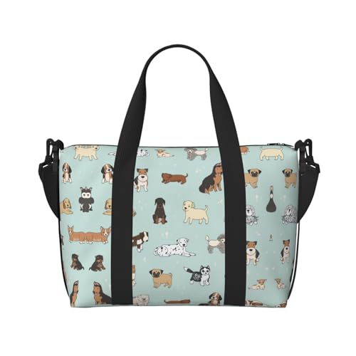 Vielseitige Handtasche mit Hundemotiv für Reisen, handgehaltene Crossbody-Tasche für jeden Bedarf, Schwarz , Einheitsgröße