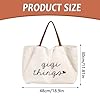 TOEECY Sac Tote bag en Toile 48x30 cm Réutilisable Courses Coton Cabas Fourre Tout Femme avec Poignées en Cuir #1